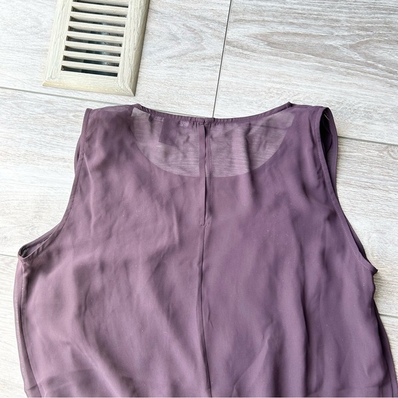 Kenneth Cole Lightweight Chiffon  High Low Hem Sleeveless Blouse in Purple - Picture 11 of 12